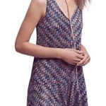 Maeve Anthropologie  Drop Waist Zig Zag Swing‎ Dress Size S Dark Blue Multicolor Photo 0
