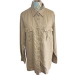 Lauren Ralph Lauren 100% Linen Safari Shirt Jacket Womens 14 Tan Button Front Photo 2