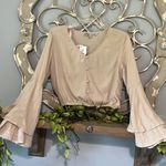 Gypsy  and Moondust Chalk Surplice Long Bell Sleeve Cropped Womens XS Photo 0