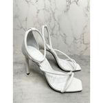 Schutz  Sandals Size 5B White Leather Open Square Toe Stiletto Heel Ankle Strap Photo 2