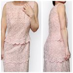 Vintage 1960s Powder Pink Floral Lace Sleeveless Sheath Midi Dress, sz. S Photo 9