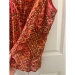 Etcetera  Silk Sleeveless Blouse Size 14 orange abstract pattern v neck Photo 3