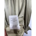 Hale Bob  Satin Button Front Top Small Silk Blend Olive Puff Sleeves Photo 5