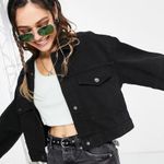 Bershka black denim jean jacket overcoat Photo 0