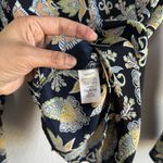 Loft Women's Long Sleeve Navy Floral Paisley Design Flutter Sleeves Blouse Sz XS Photo 2
