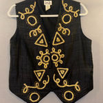 Ashley hill vintage Black Silk Vest size medium women’s retro funky fun unique Photo 0