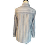 Athleta  long sleeved blue/white pinstripe women’s shirt, size XS. EUC Photo 4