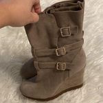 Arturo Chiang  Leather Boots size 9 excellent condition wedge heel 4” color gray Photo 8