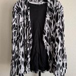 Fashion Bug Plus Size 3X Black White Leopard Print Open Front Cardigan Kimono Layering Flowy Photo 0
