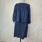 Apiece Apart Dress Cape Sleeve Layered Sheath Tasseled Cupro Navy Blue Size 6 Photo 5
