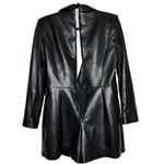 Alice + Olivia NWT Kyrie Long Sleeve Faux Leather Tuxedo Romper Women Black 12 Photo 4