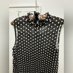 Lulus  Dress XL Black White Chiffon Embroidered Floral Sheer High Neck Photo 3