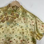 Handmade Chinese Yellow High Neck Short Sleeve Top Women's Size Medium M Photo 4