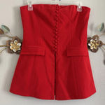 Showpo Womens Red Strapless Button Down Longline Vest Top Size 8 NWT Photo 0