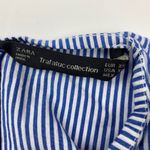 ZARA Trafaluc Asymmetric Striped Dress Blue White Women’s Size XS Photo 7