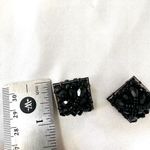Liz Claiborne  black square cluster beaded clip earrings Photo 6