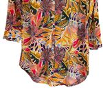 C & C CALIFORNIA Tropical Leaf Patterned Overshirt, Dress, Swimsuit Cover Up S Orange Photo 3
