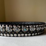 Vintage Nanni Italy Turquoise Concho Studded Leather Belt Black Silver 95/38 Black Photo 5
