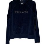 Bebe Sport Women's Navy Blue Velour‎ Rhinestone Hoodie Thumb Hole Size M Size M Photo 0