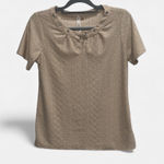 Ny Collection  Women’s Textured Eyelet Beige Blouse Size Medium Photo 0