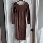 Antistar Chic Long Sleeve Brown Dress Bodycon Fall Minimalist Neutral Medium Photo 1
