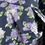 Saylor  Merritt Blue Purple Floral Print Puff Long Sleeve Mini Dress Size L New Photo 7