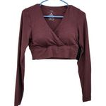Klassy Network Surplice Long Sleeve Wrap Top Brown Built in Bra Basics Brami M Size M Photo 0