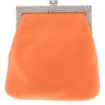 Versace AUTHENTIC Vintage Orange Floral Embroider Jewel Clutch Special Occasion Photo 3