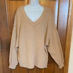 Aerie  Big Hug V-Neck Waffle Sweatshirt in a brown/camel/tan  Oversized Small Photo 1