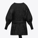 ZARA NWT PLEATED TIED BLAZER BLACK SMALL BLOGGERS FAV Photo 5