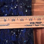 Mac Duggal Royal Blue Black Beaded Lace Cap Sleeve High Slit Gown Photo 5