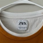 ZARA  Mustard Yellow Cotton Crewneck Long Sleeve Shirt Size Medium Photo 3