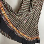 Striped Wrap Skirt Floral Embroidery Boho Flowers Ribbon Tie Waist Green Red Size undefined Photo 12