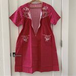 Nursing Dress Maternity Dress Breastfeeding Dress Embroidered Duster Size L NWOT Red Photo 1