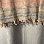 Joseph A  Heathered Pastel Stripe Lightweight Tassel Fringe Sweater Size Medium Photo 2