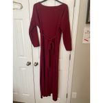 Boohoo ‎ Bodycon Stretch Knit Maxi Dress Size 20 Burgundy Plus Size With Slit Photo 5