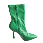 Forever21 Green Faux Leather Pointed Toe Stiletto Heel Ankle Boots Size 5.5 Photo 1