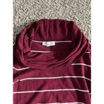 Pink Rose  Cowl Neck Quater Sleeve ruched Maroon/white strip sweater size‎ large Photo 1