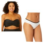 Time & Tru Swimsuit Bikini set top 1X bottom XL swimwear set white black Photo 1