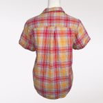 Toad & Co  Organic Cotton Plaid Button Front Shirt Red Yellow Small Photo 5