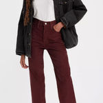 Levi's Levi’s Women’s Ribcage Straight Ankle Corduroy Pants High Rise Retro in Red 25 Photo 0