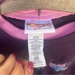 Vintage 90s Granny sweatshirt purple double collar glitter metallic fall leaves Size L Photo 3