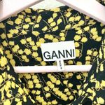 Ganni Black w/ Yellow Floral Print Button Front Blouse Sz 36 Photo 2