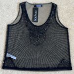 Boohoo NWT Claudia Embellished Beaded Woven Tank Top in Black Women's Size 12 Photo 2