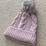 EXPRESS EXRESS Knit Winter Beanie Hat with Pom One Size O/S Pale Pink Like New Clean Photo 3