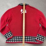 Vtg‎ Y2K Christmas Shopping Terrier Dog Knit Houndstooth Sweater Cardigan Sz L Red Size L Photo 3