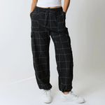 ALBION FIT NWT Albion jetsetter cargo joggers black windowpane small Photo 3