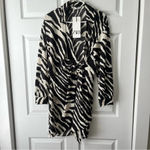 ZARA NWT  Tan and Black Zebra Print Geometric Wrap Dress Size Large Photo 4