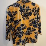 Adrienne Vittadini  Gold, Mustard, Yellow- Black Flowers Blouse‎ & Scarf Neck Photo 9