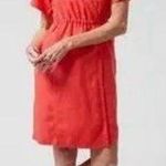 Athleta NWT 100% Linen Playa Wrap Dress in Passionfruit Coral, Pockets, … Photo 0